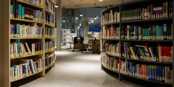 Inside of a library representing junk removal services for municipal buildings, non-profit organizations and other community facilities
