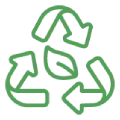 icon of three recycling arrows around a leaf