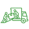 Icon of team loading a box into truck